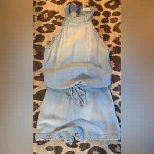 Bella Dahl light blue frayed romper